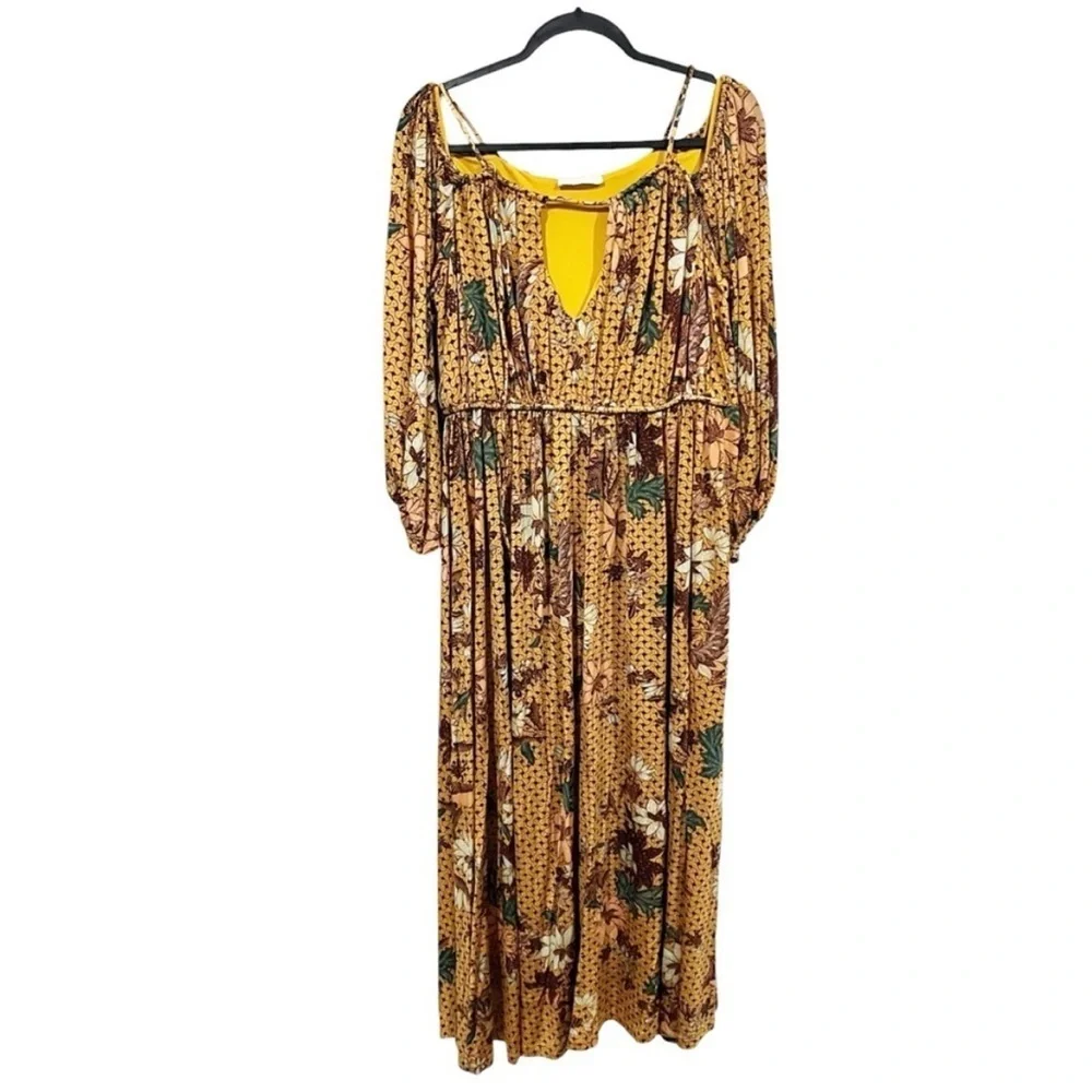 Ulla Johnson Noemi Maxi Dress sz: 0 XS Marigold Yellow Flowy Jersey Knit Floral - Picture 3 of 9